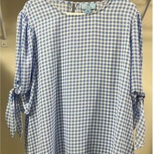 CeCe Blue Gingham Blouse